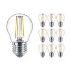 Multipack 10x Philips Corepro LED Lustre E27 Ball Filament Clear 4.3W 470lm - 827 Extra Warm White | Replaces 40W