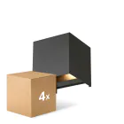 Multipack 4x D'Lite LED Wall Light Elingen Aluminium Black 4.9W 480lm - 830 Warm White | IP65