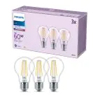 Multipack 3x Philips Bulb LED E27 Pear Filament Clear 7W 850lm - 840 Cool White